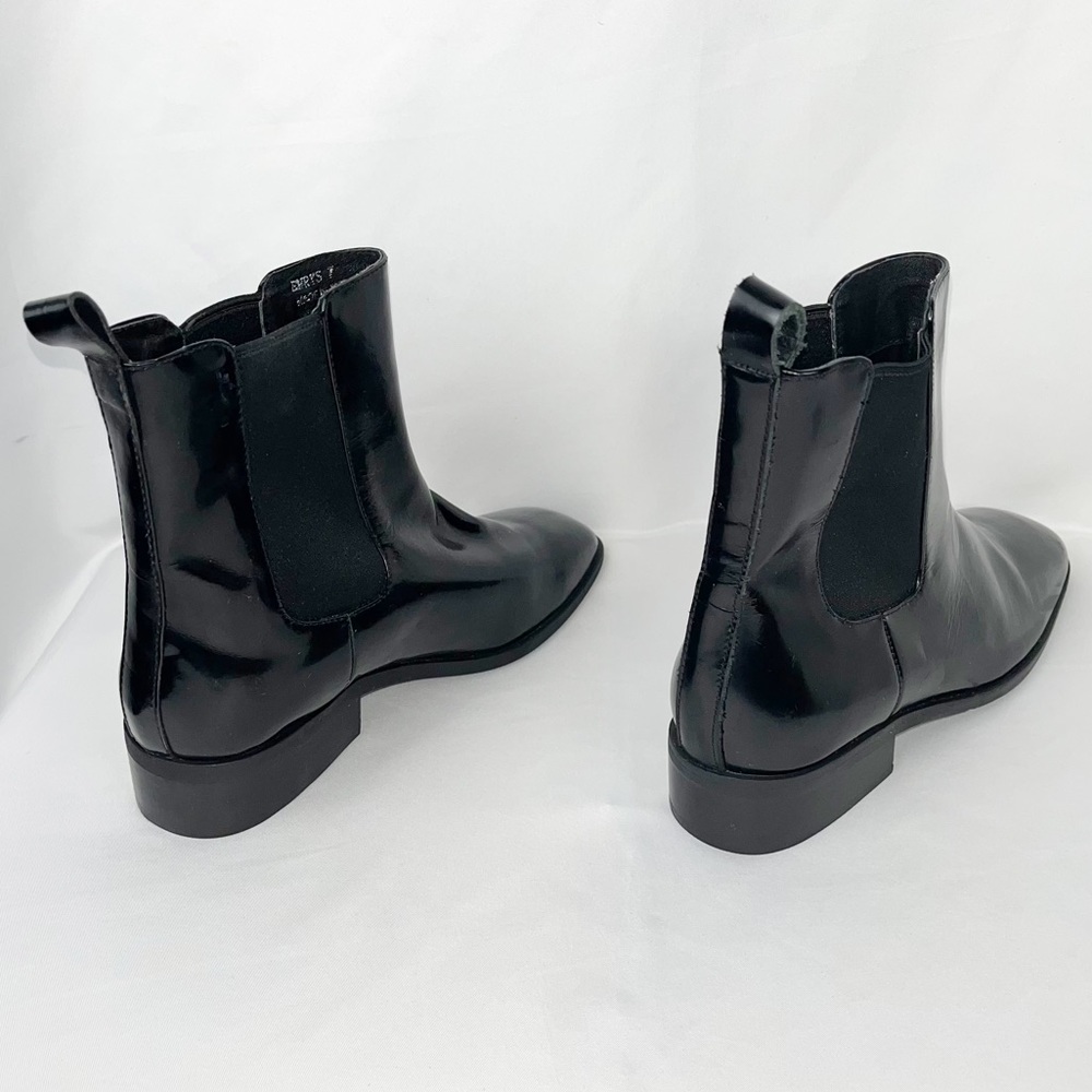 Jeffrey Campbell Emrys Black Patent Leather Square Toe Chelsea Boots Sz7 NWOB - Picture 10 of 16